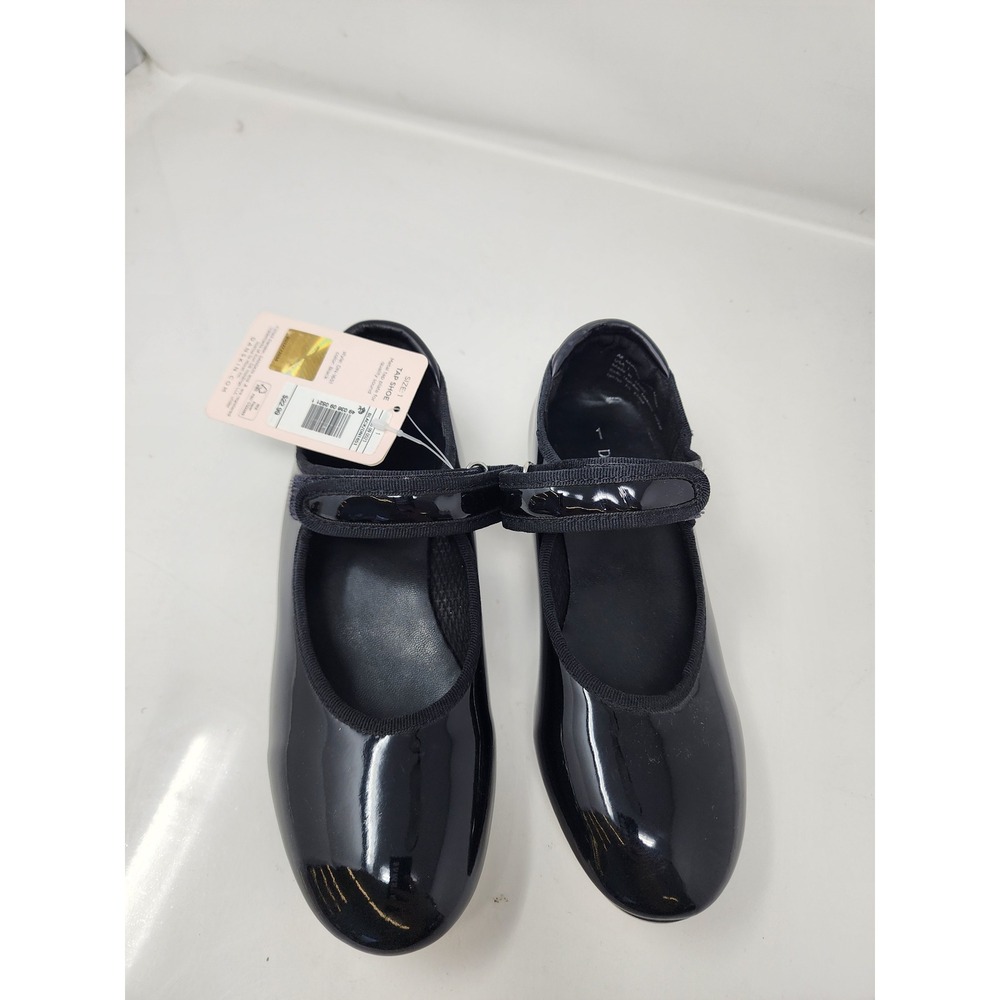 Danskin Girls Mary Jane Tap Shoes Black Faux Leather Dance Athletic Size 1